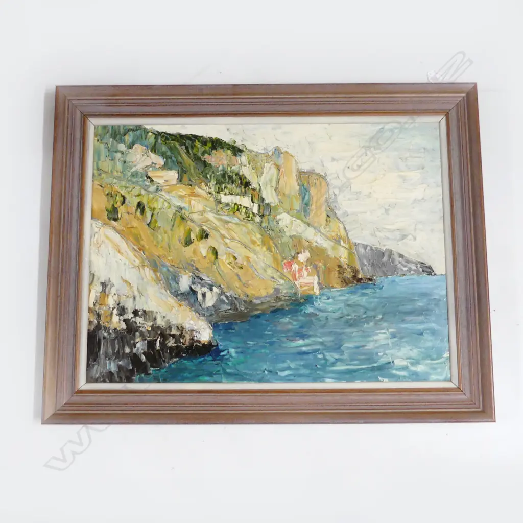 ARTIST UNKNOWN, COASTAL LANDSCAPE, OIL ON BOARD 420x580mm Image 1++