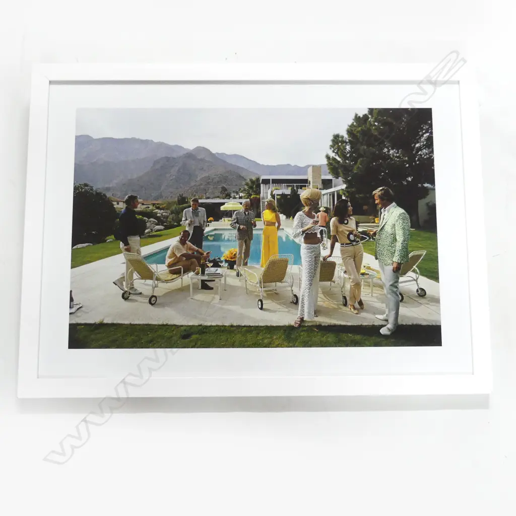 SLIM AARONS PRINT 'POOLSIDE PARTY' (1970) 400x600mm Image 1++