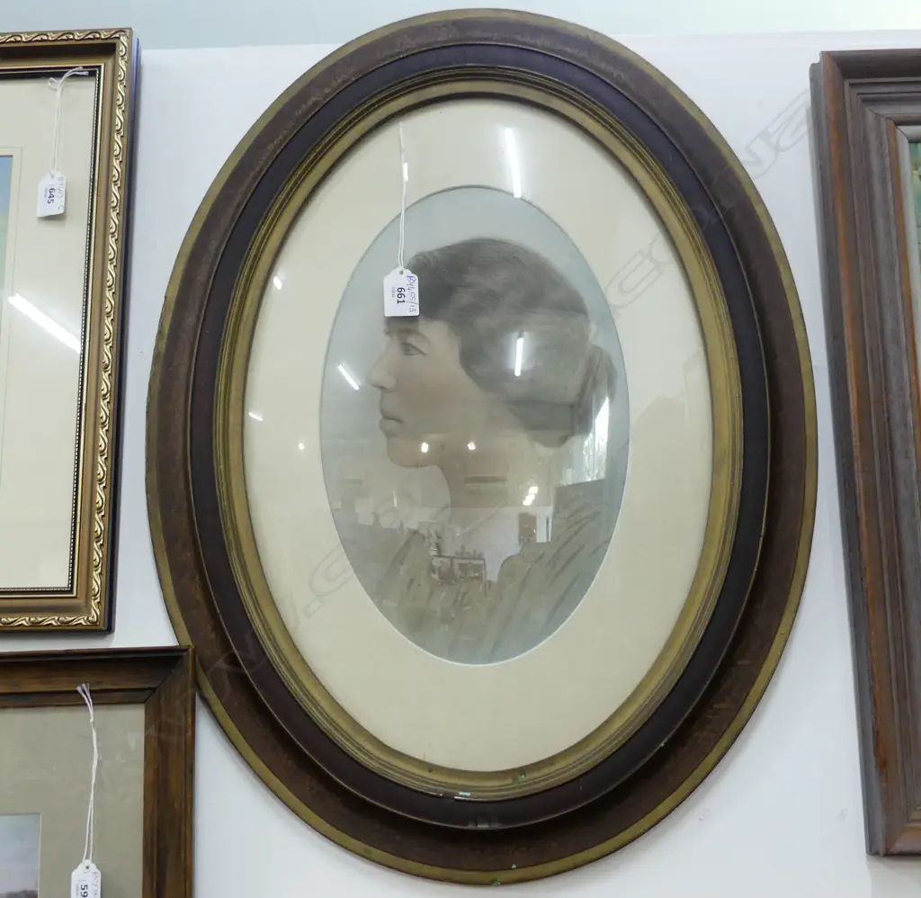 EARLY 20thC OVAL WOMANS PORTRAIT 630x480mm overall Image 1++