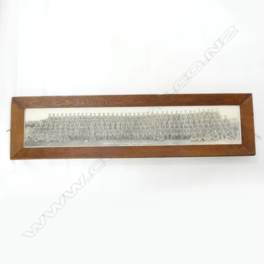 1ST REGIMENT CO. 3RD BATTALION CANTERBURY REGIMENT CODFORD CAMP MAY 1917 185x1040mm ORIGINAL OAK FRAME SOME DISTRESS Image 1++