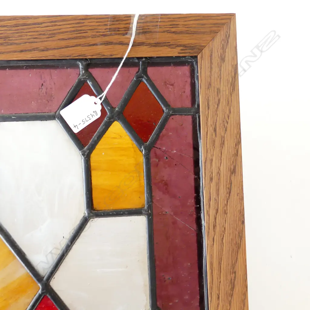 STAINED GLASS PANEL OF DOG - FRAMED 540 x 840mm (one pane of glass cracked) Image 1++