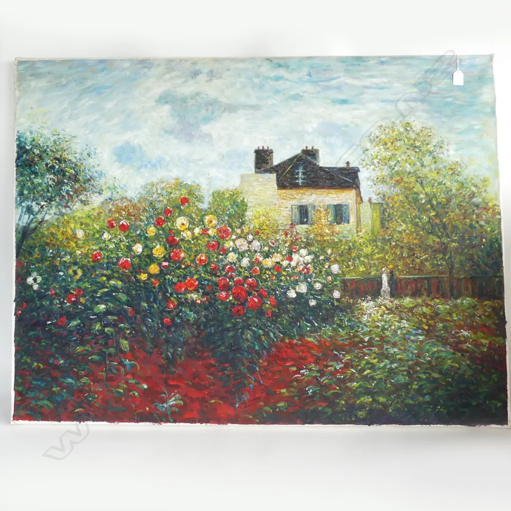 LGE IMPRESSIONISTIC OIL HOUSE & FLOWER GARDEN 900 X 1200mm Image 1++