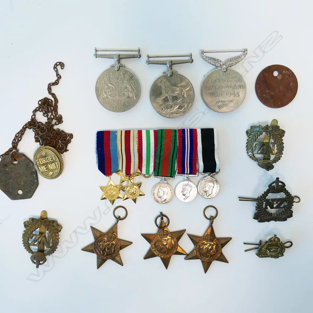 BAG LOT WWII SERVICE MEDALS MINIATURE MEDALS  BADGES PHOTOS ETC Image 1++