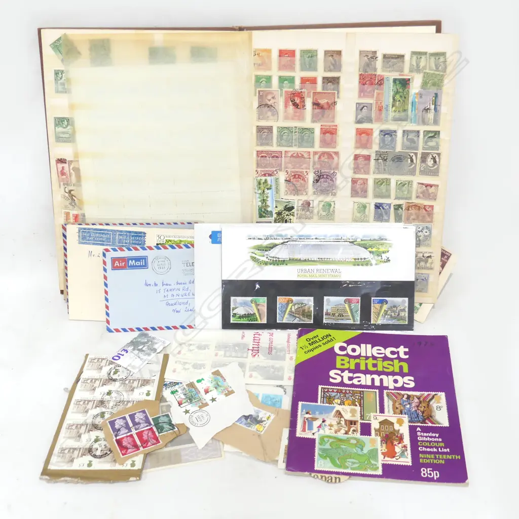 VINTAGE WORLD STAMP ALBUM + ASST. LOOSE STAMPS ETC Image 1++