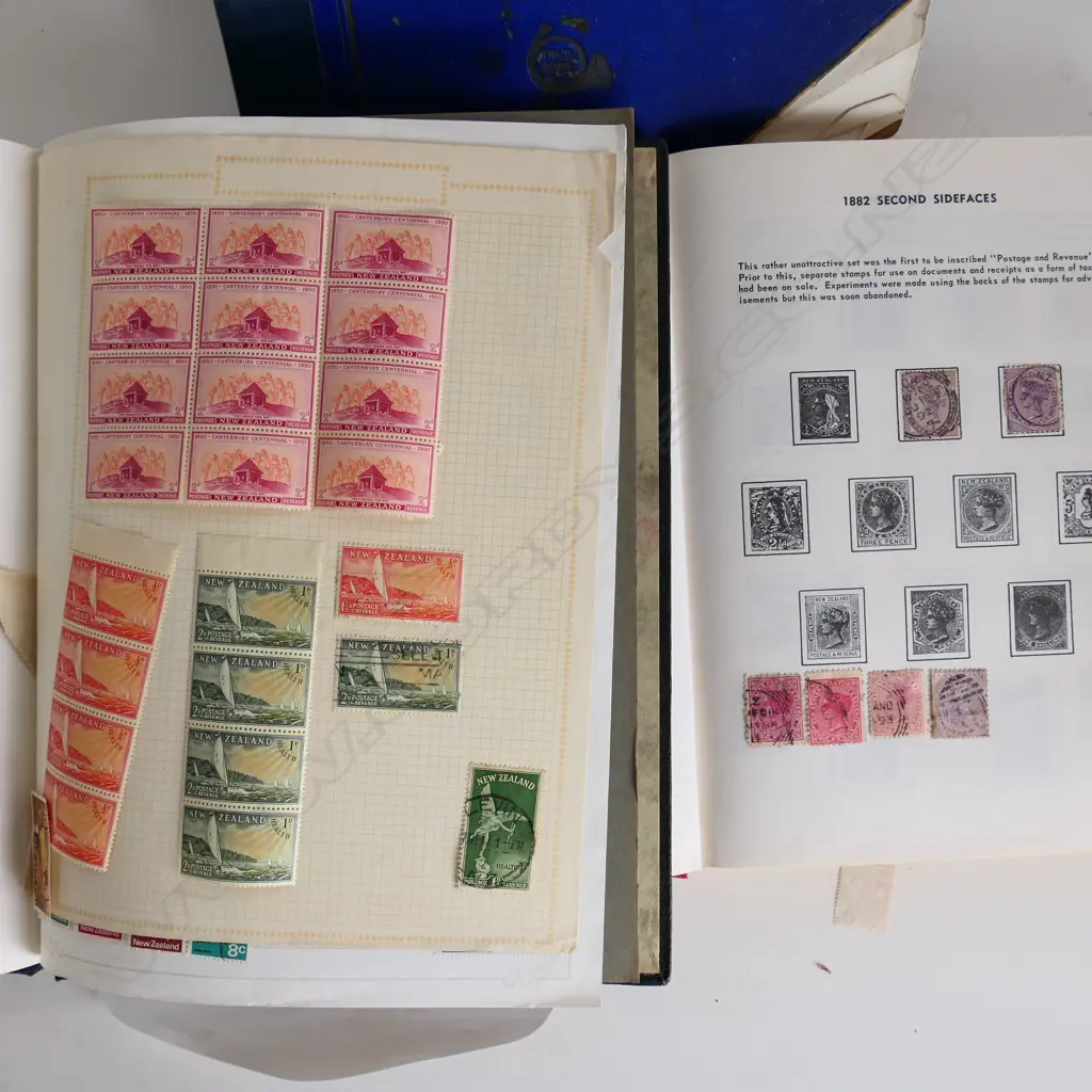 3 STAMP ALBUMS INCLUDES 1 NZ + 2 WORLD WITH SOME NZ Image 1++