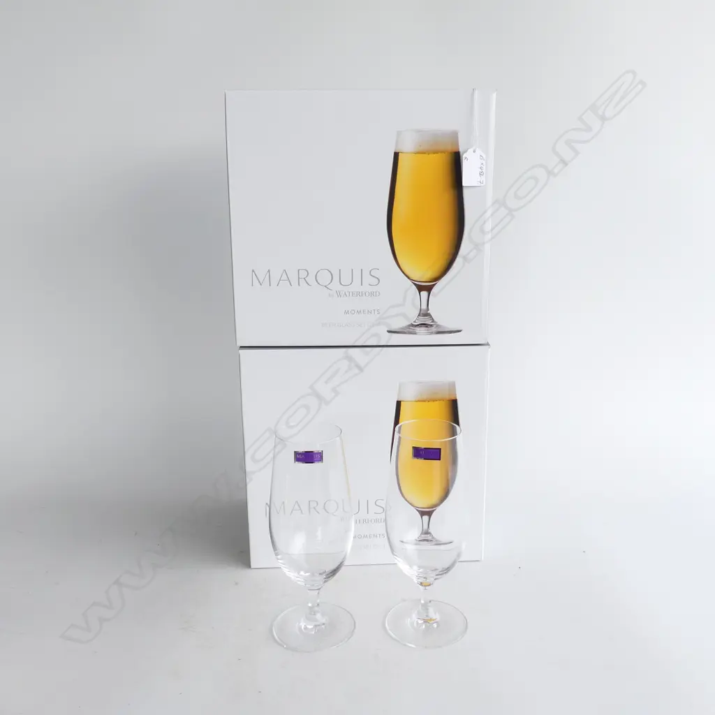 SET 8 MARQUIS BY WATERFORD stemmed BEER GLASSES as new in 2 original boxes Image 1++