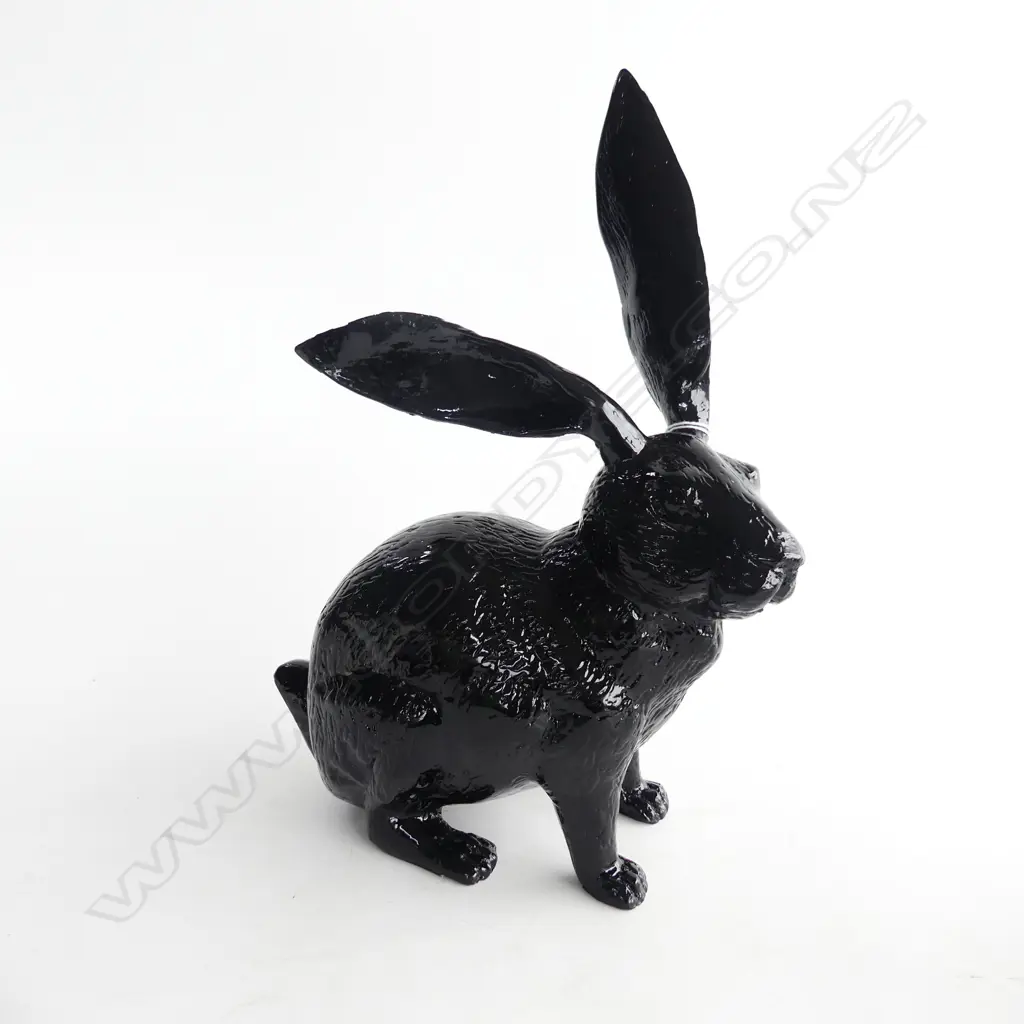 BLACK PLASTIC HARE RABBIT H.330mm ear repaired Image 1++