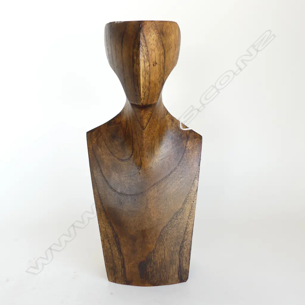 CARVED WOODEN JEWELLERY DISPLAY BUST H.395mm Image 1++