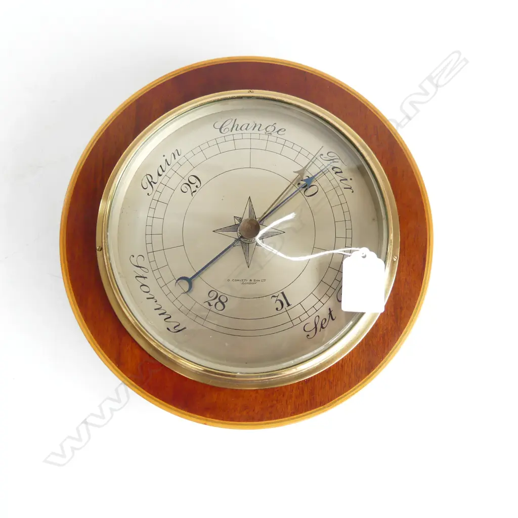 EDWARDIAN WALL BAROMETER BY COMITTI & SON LONDON 225mm dia Image 1++