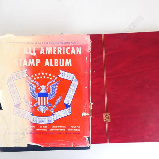 2 STAMP ALBUMS: COLLECTIONS of USA & Austrian STAMPS 