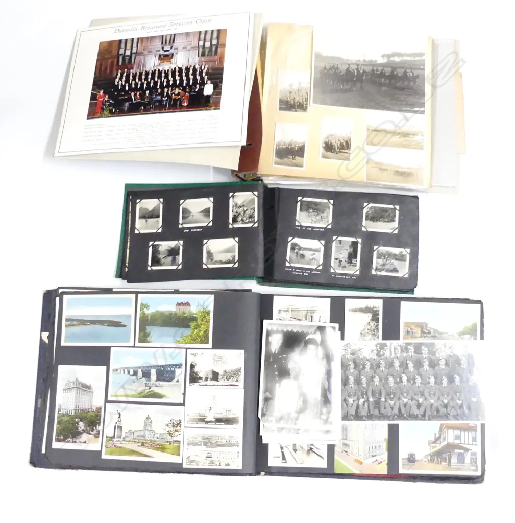 THREE PHOTO ALBUMS C1940S. ONE PREDOMINANTLY CANADIAN THEMED WITH SOME NZ SERVICEMEN . 2 OTHERS NZ. Image 1++
