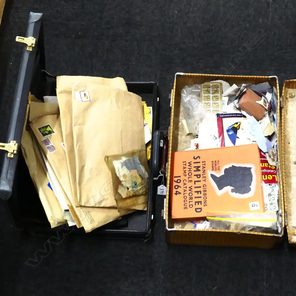 TWO CASES OF STAMP COLLECTIONS incls Stanley Gibbons 1964 catalogue  Image 1++