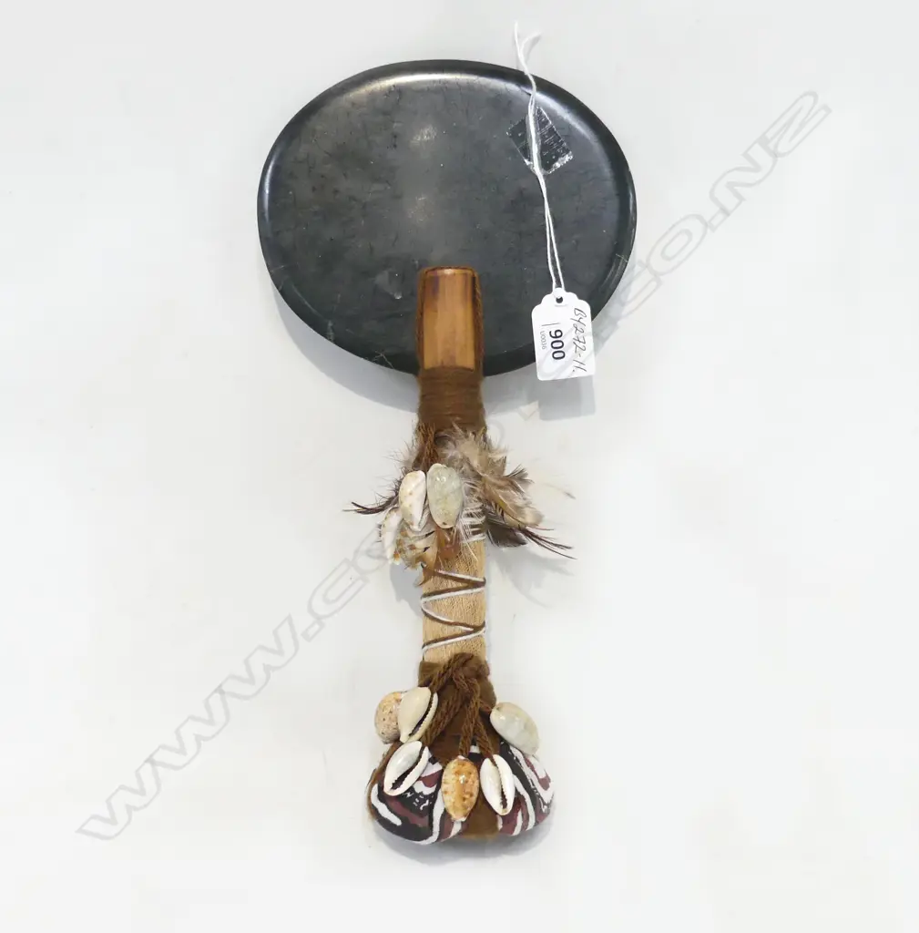 NEW CALEDONIA KANAK MONSTRANCE AX used during ceremonial rituals green stone head ? shells etc H.320mm Image 1++