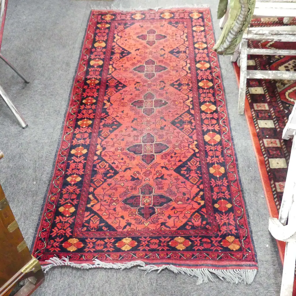 HAND KNOTTED ALL WOOL RUG 2000x810mm Image 1++