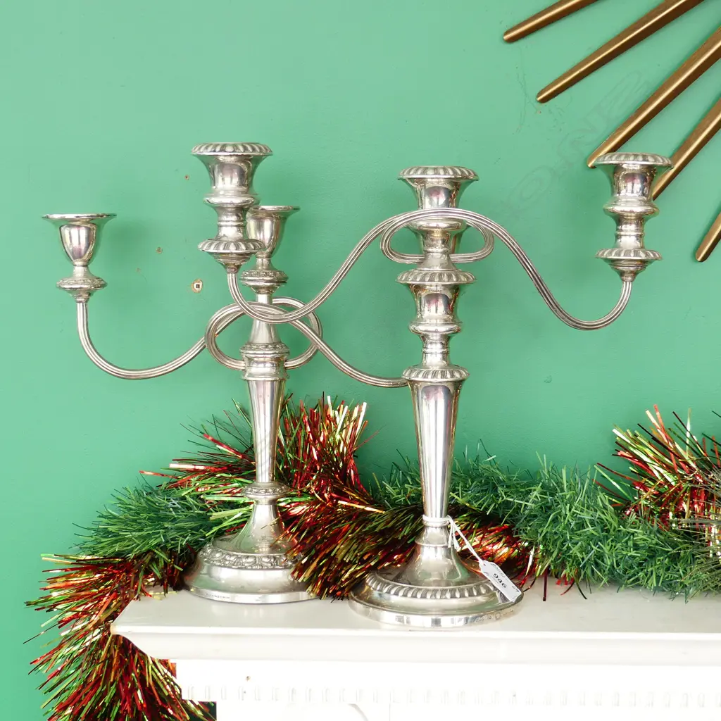 2 ORNATE SILVER PLATE CANDELABRA H.330mm, Not matching Image 1++