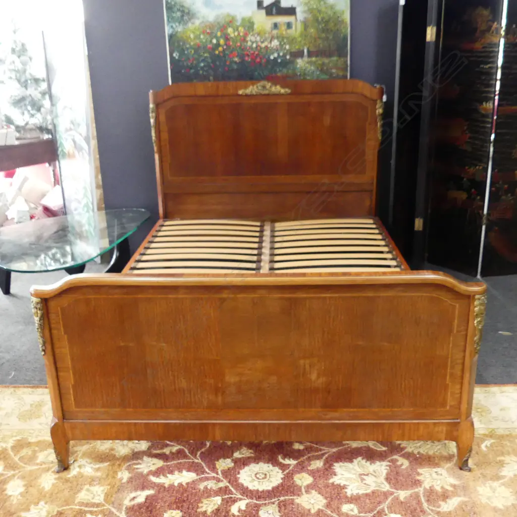 ANTIQUE FRENCH WOODEN BED FRAME, 1500 x 2150mm Image 1++