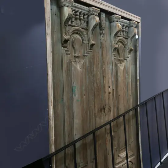 PR LGE EUROPEAN RUSTIC COUNTRY HOUSE DOORS molded panels w brackets & turnings. In frame 2645 x 1400mm.