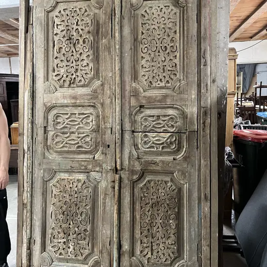 PR LGE EUROPEAN RUSTIC COUNTRY HOUSE DOORS H.2400mm. W.1480mm. Some distress