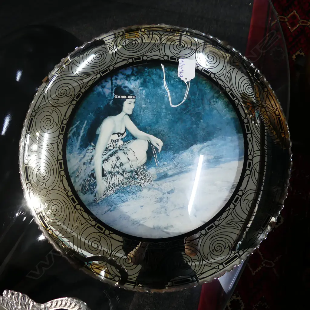 RETRO MAORI CONVEX MIRROR 390mm dia Image 1++