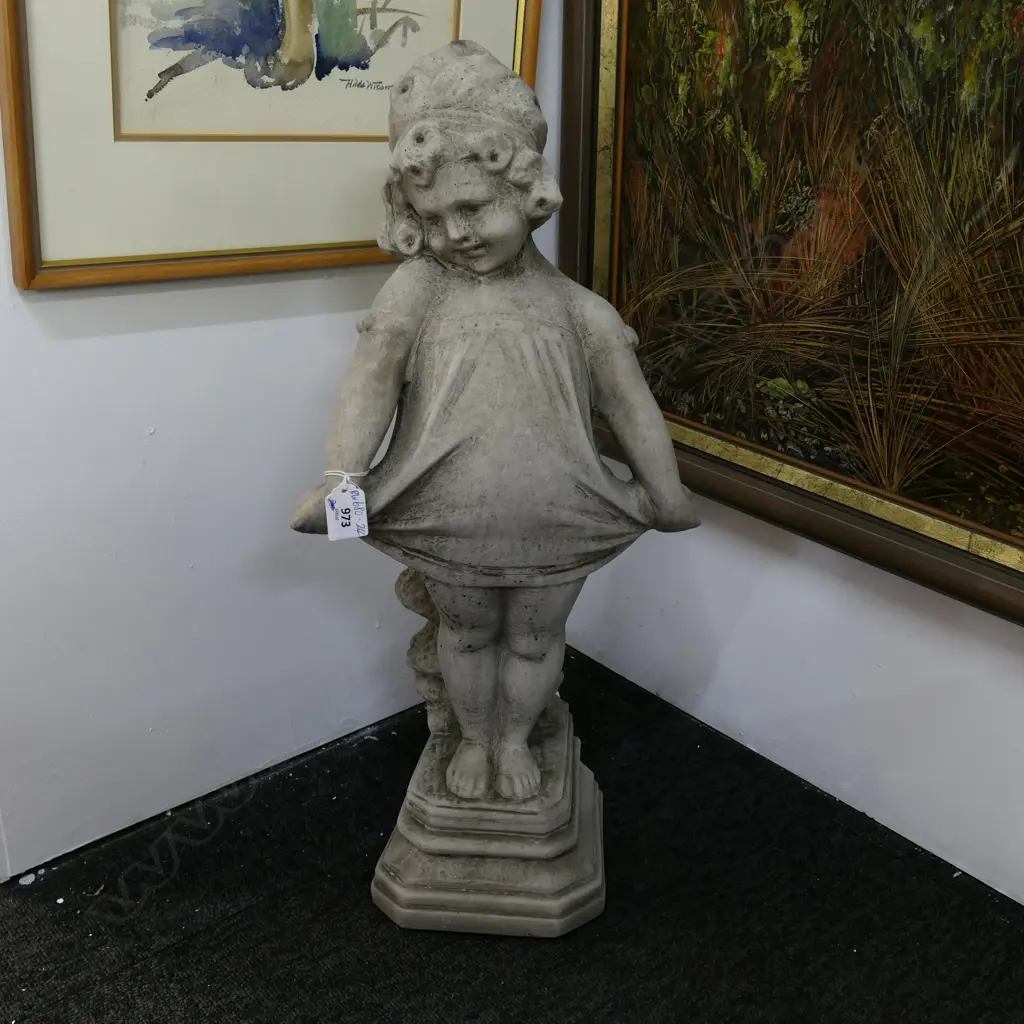 CONCRETE GARDEN VICTORIAN GIRL . WITH FLARED SKIRT. H. 600mm Image 1++