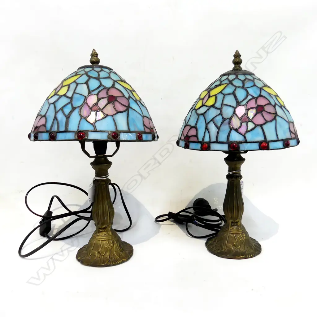 PR TIFFANY STYLE LEAD LIGHT TABLE LAMPS H.360mm Image 1++
