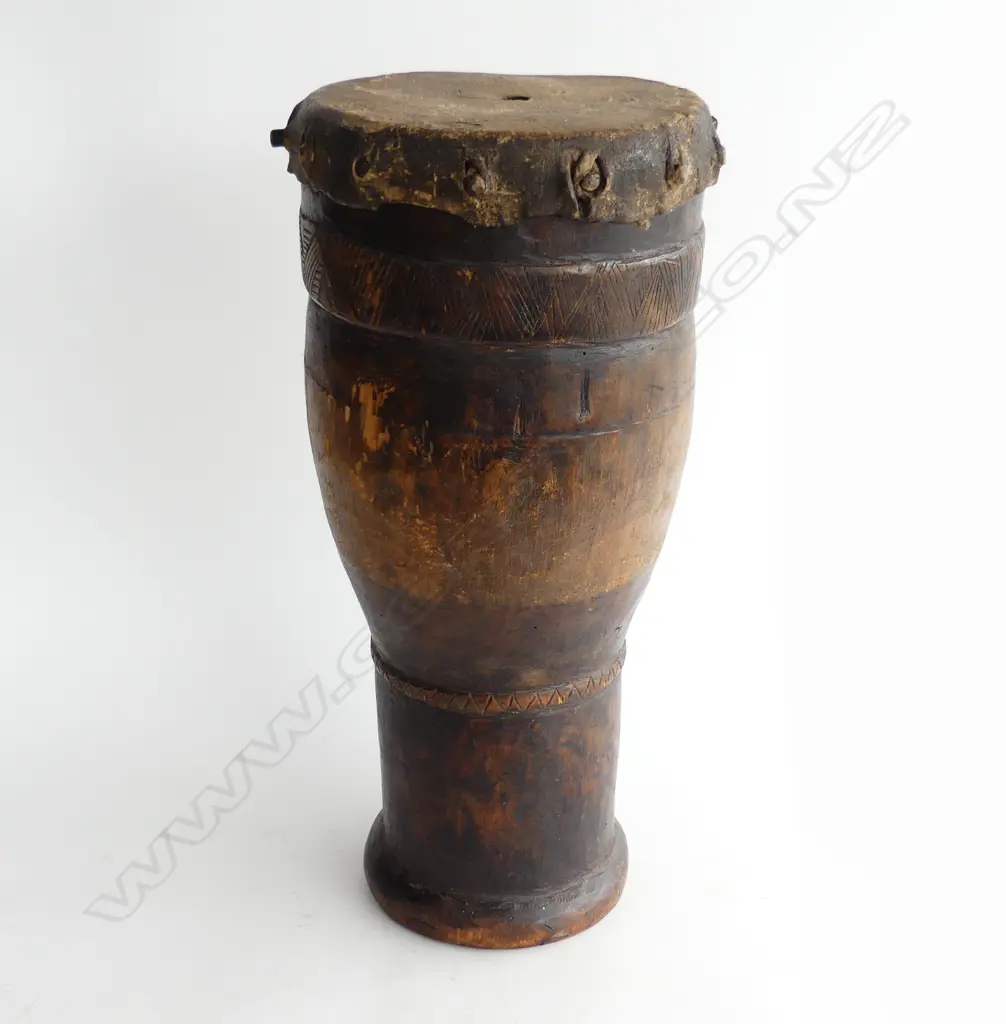 CARVED WOODEN TRIBAL DRUM H.530mm Image 1++