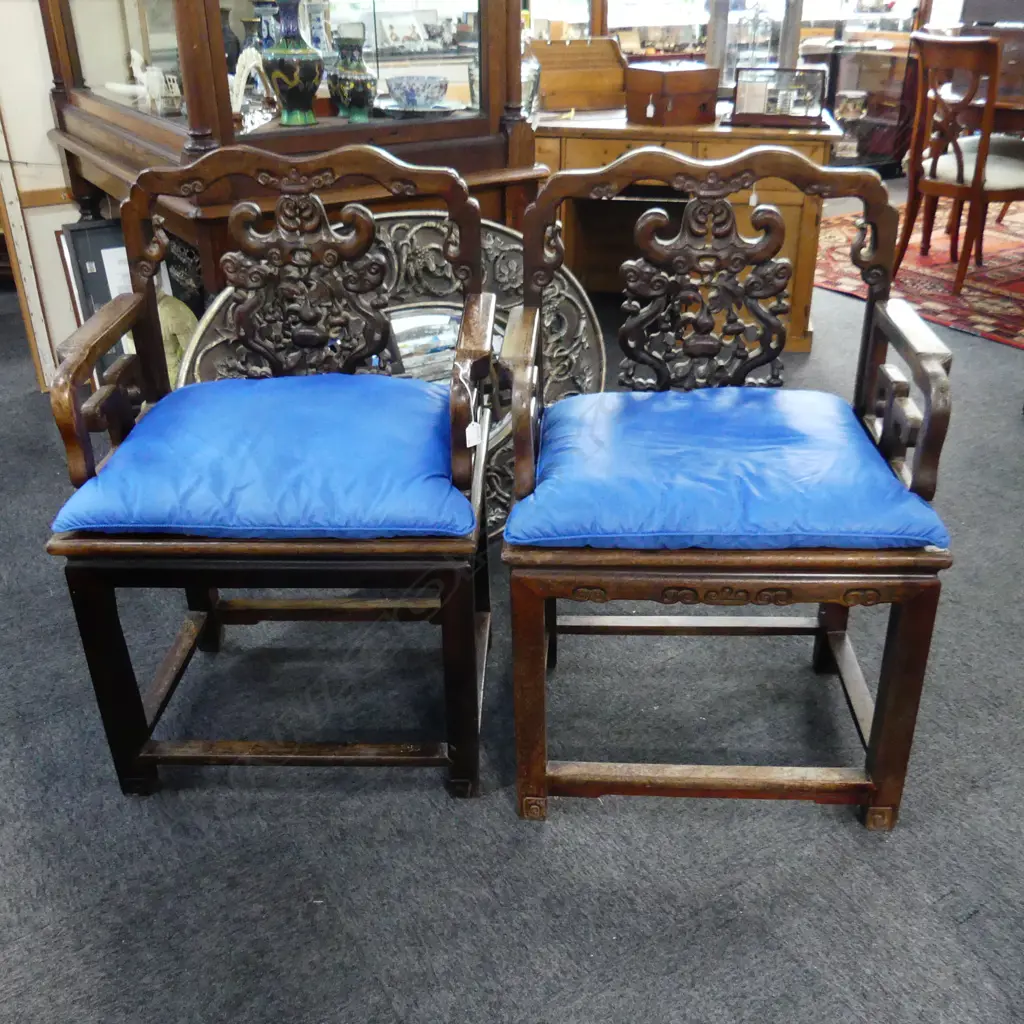 PR CARVED ORIENTAL ARM CHAIRS Image 1++