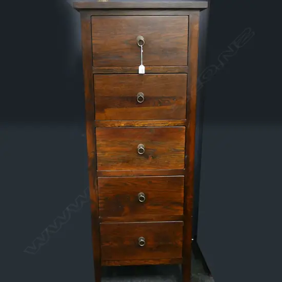 CONTEMPORARY TALL 5 DRAWER OAK CHEST OF DRAWERS H 1410 MM