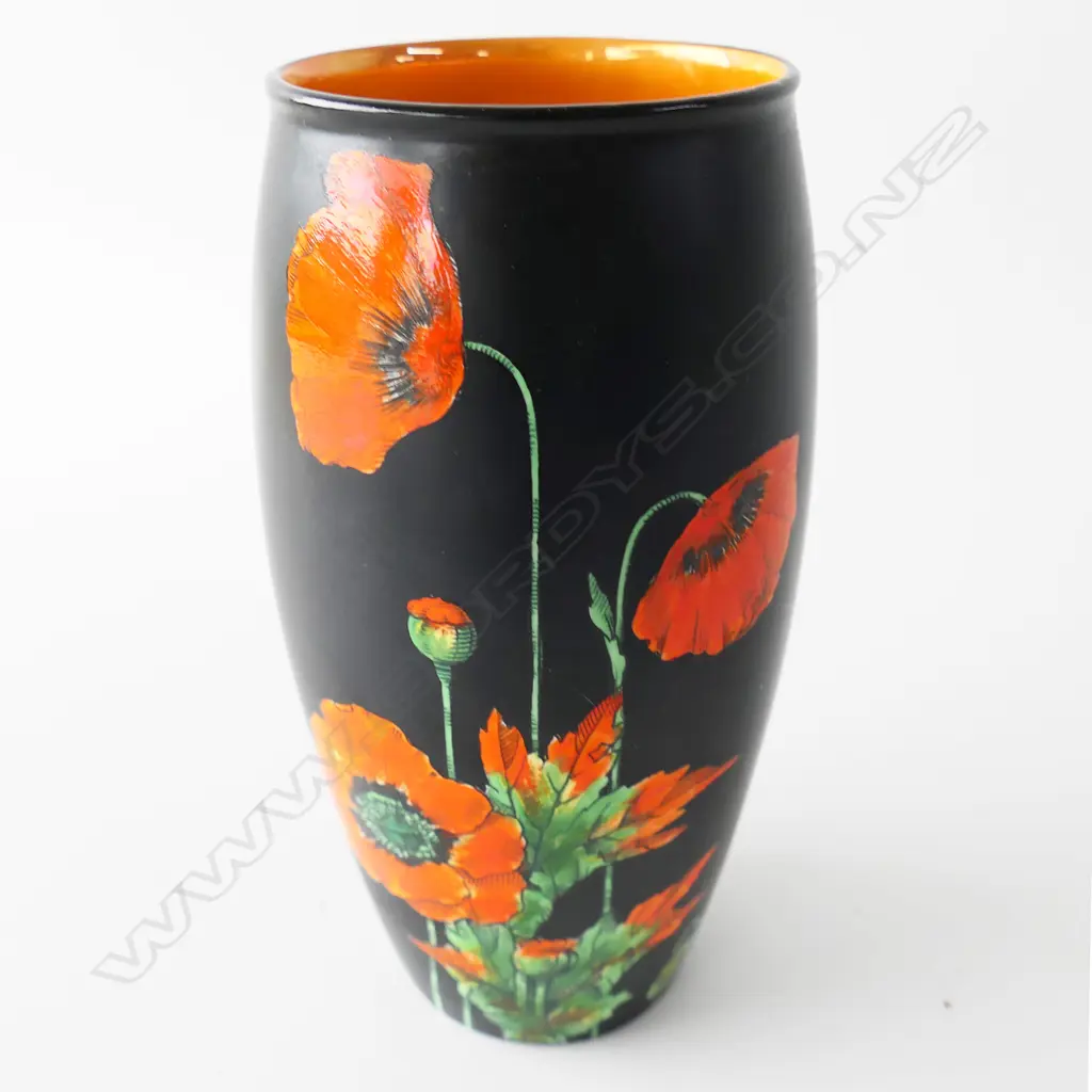 CROWN DUCAL BLACK GROUND, FLORAL VASE, H.200mm Image 1++