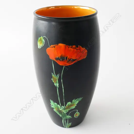 CROWN DUCAL BLACK GROUND, FLORAL VASE, H.200mm