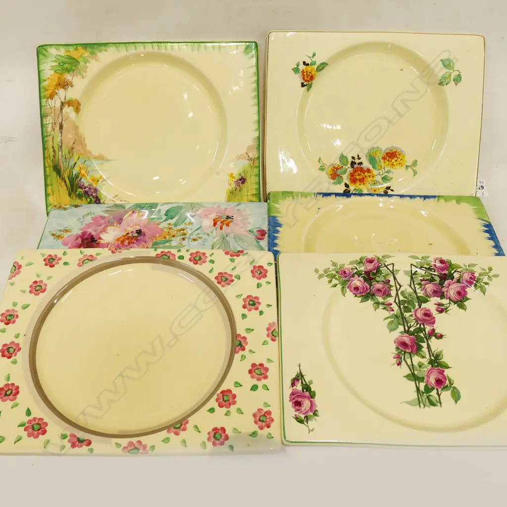 6 DECO PLATES 210x265mm ALL ROYAL STAFFORDSHIRE 'THE BIARRITZ' Image 1++