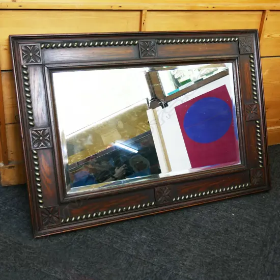 VINTAGE OAK FRAMED MIRROR 560x815mm