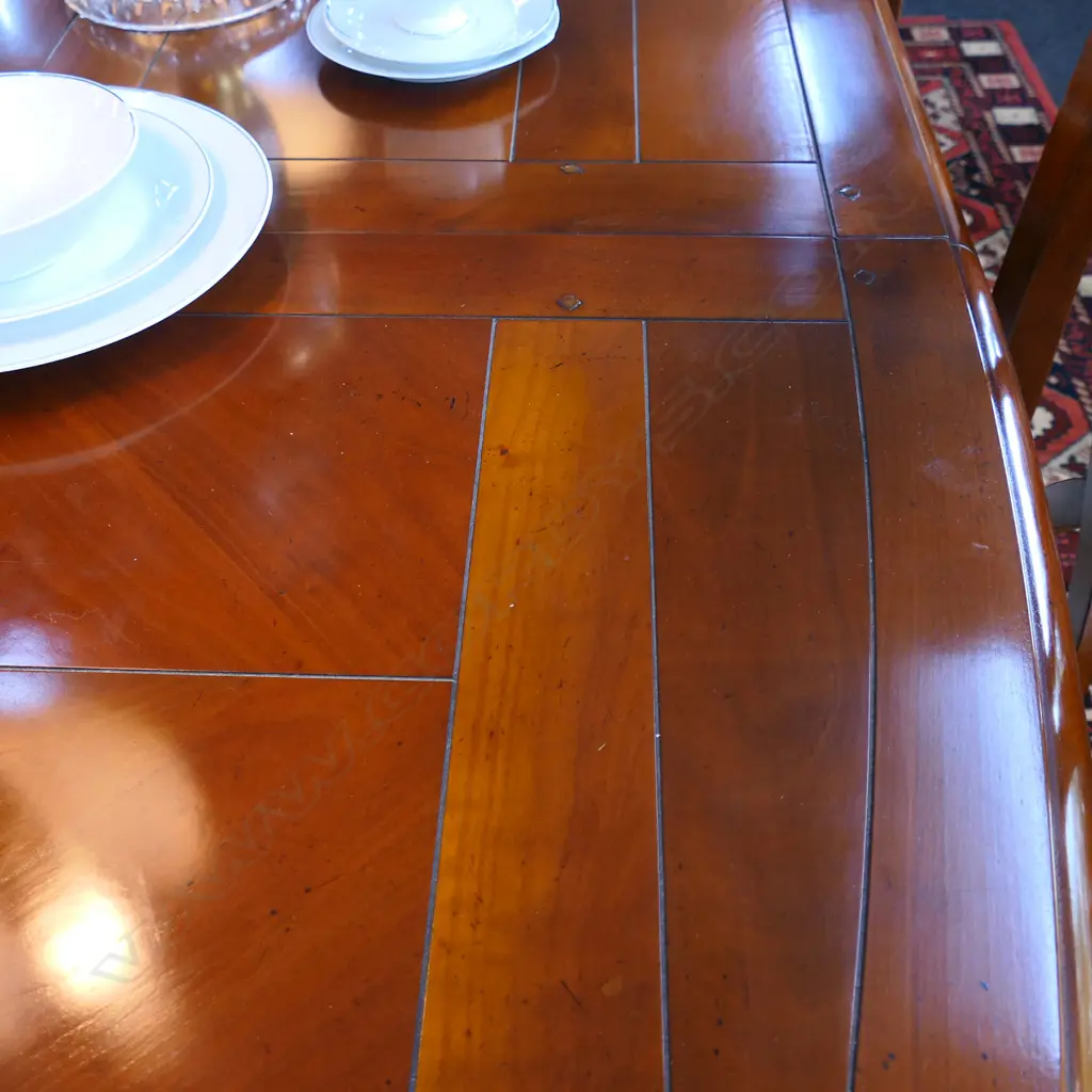 QUALITY CHERRYWOOD OVAL EXTENSION DINING TABLE & 6 CHAIRS BY BRIGITTE FORESTIER 2300x1100... Image 1++