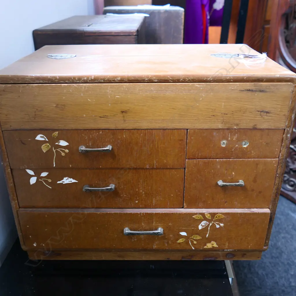 OLD JAPANESE SEWING BOX AF Image 1++