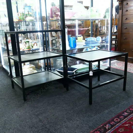 2 CONTEMPORARY BLACK SIDE TABLES