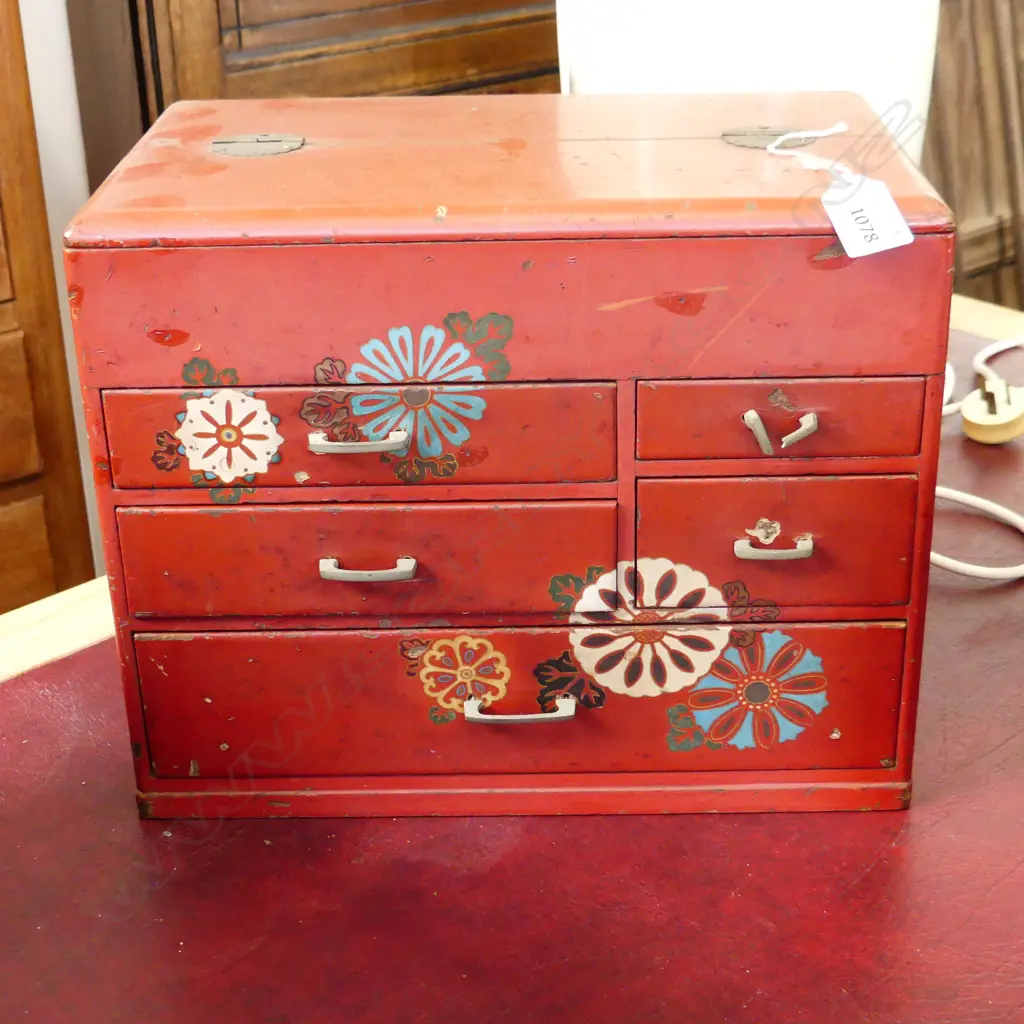 OLD JAPANESE SEWING BOX AF Image 1++