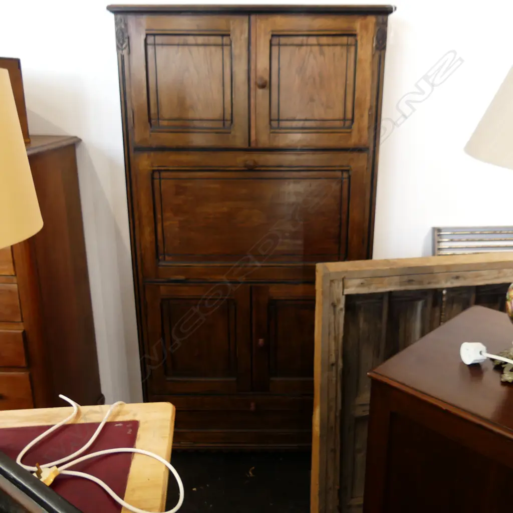 EARLY 1900s OAK SHIP'S CABINET  890x190x1690mm Image 1++