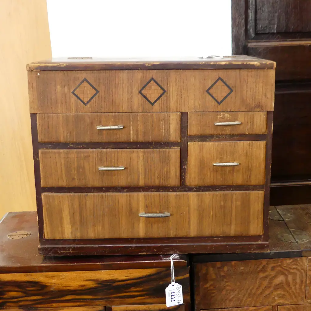 OLD JAPANESE SEWING BOX AF Image 1++