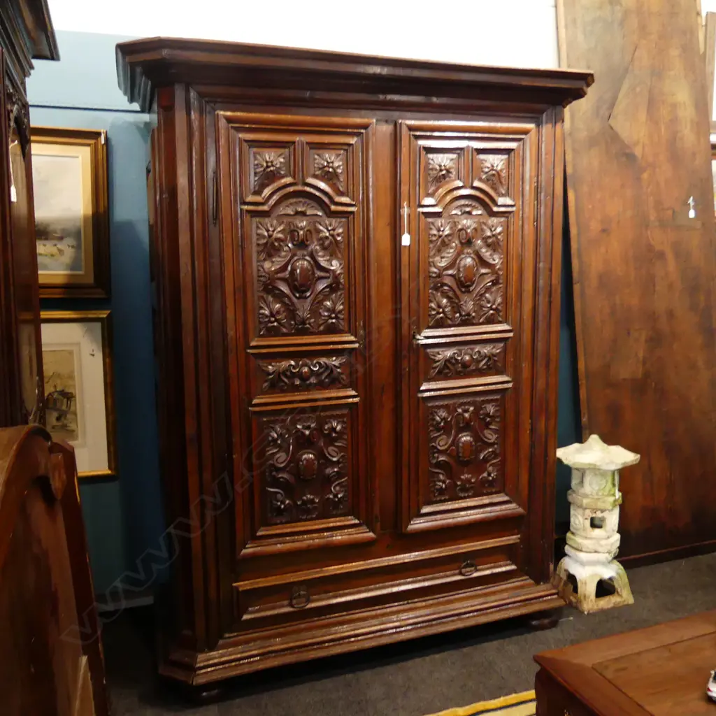 19THC FRENCH OAK ARMOIRE 1700 x 650 x 2200mm (split to top righthand corner requires att) vendor paid $25,000 Image 1++