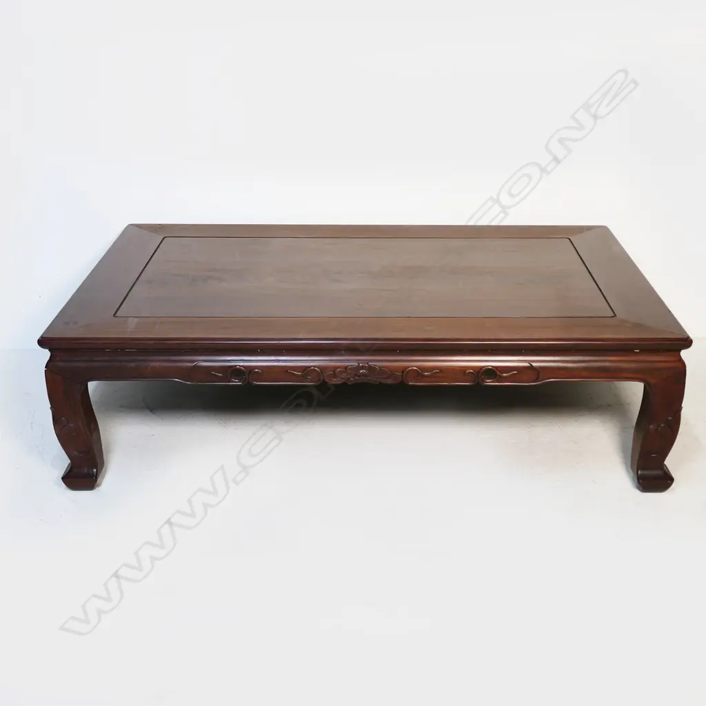 LARGE JAPANESE CARVED HARDWOOD (ROSEWOOD) COFFEE TABLE, 1280 x 800 x 340mm Image 1++