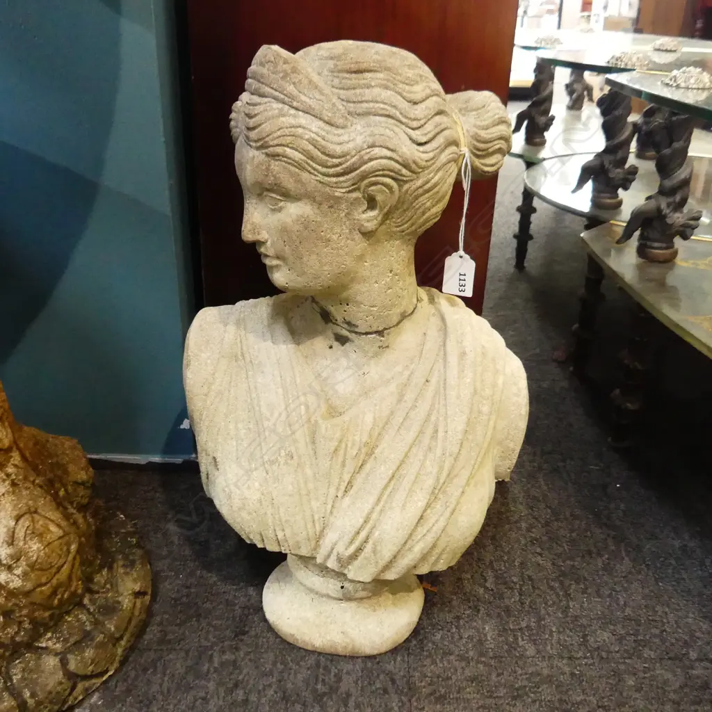 CONCRETE CLASSICAL FEMALE BUST, FAULT, H470MM Image 1++