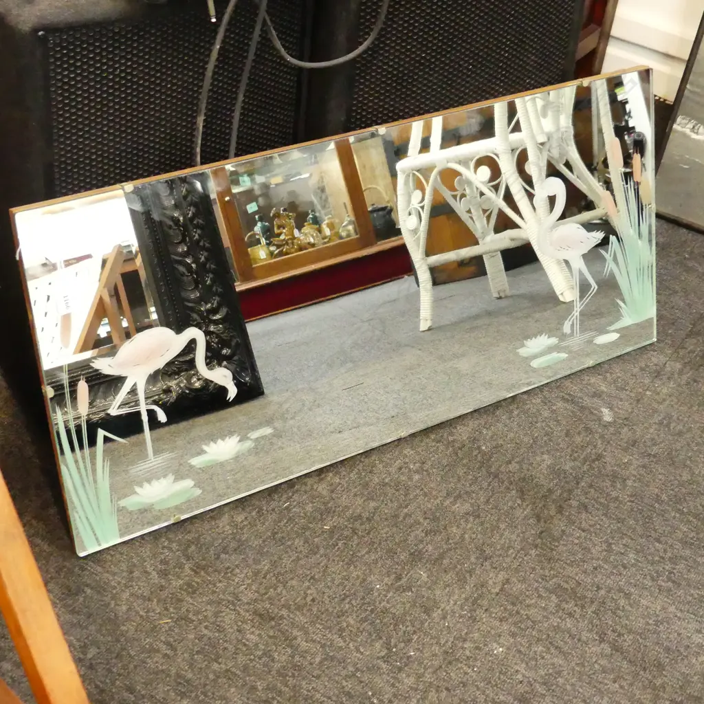 VINTAGE FLAMINGO ETCHED MIRROR 405x910mm Image 1++