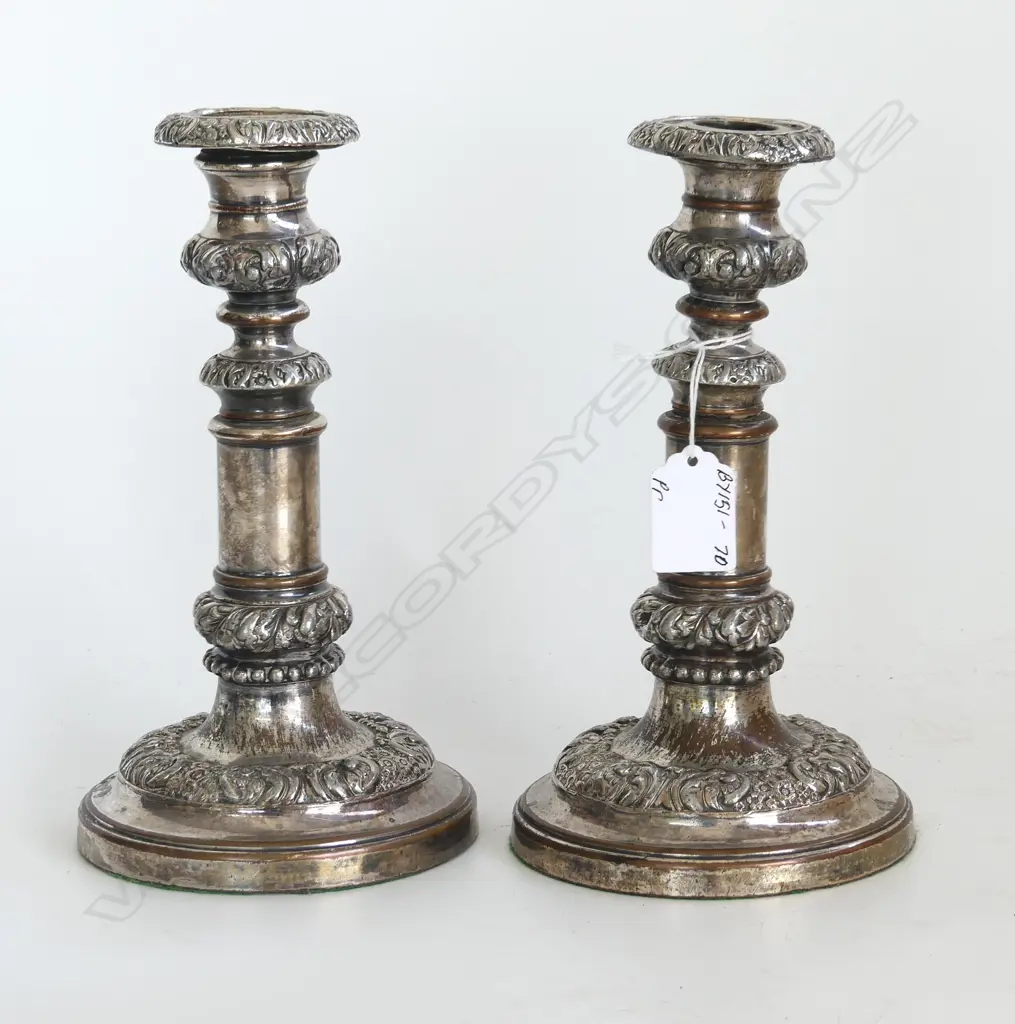 PR ANTIQUE SILVER PLATE TELESCOPIC CANDLESTICKS. H.210mm Image 1++