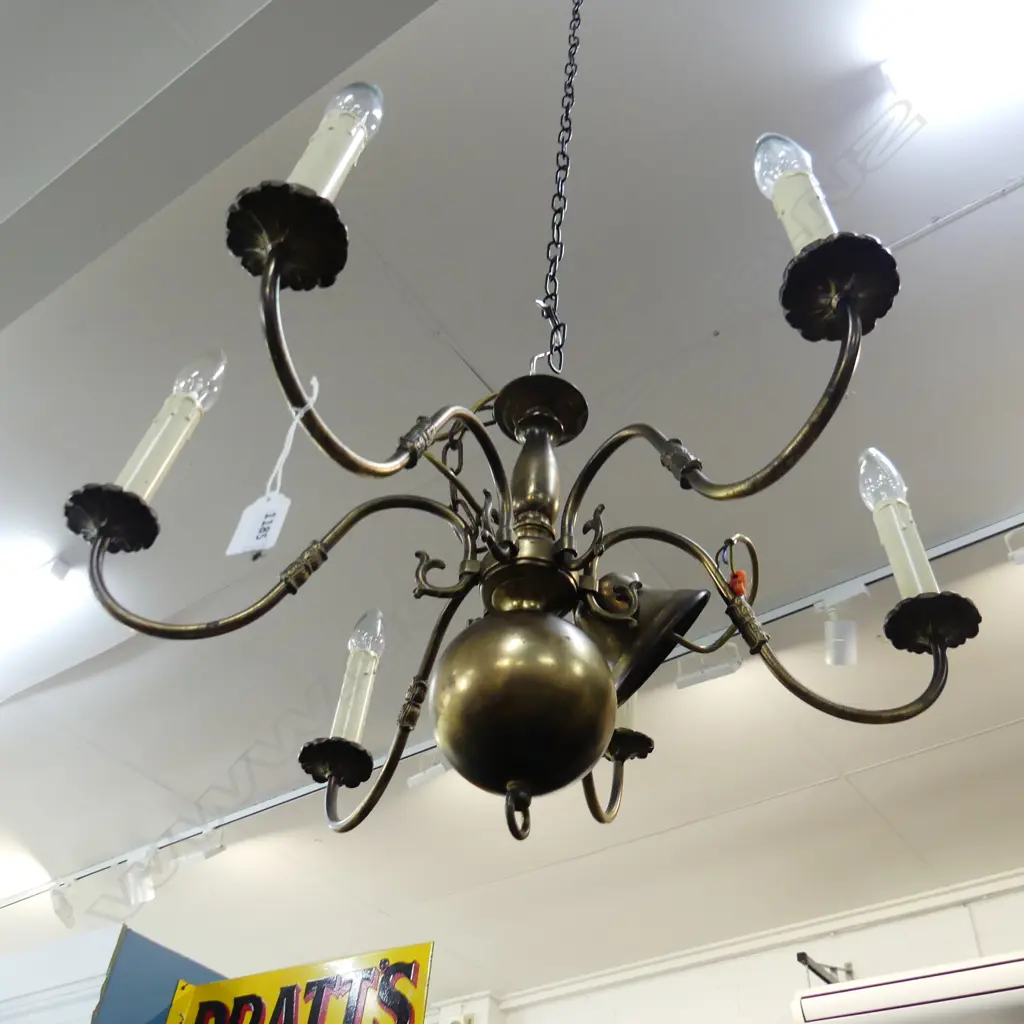 6 ARM BRASS CHANDELIER 650mm dia Image 1++