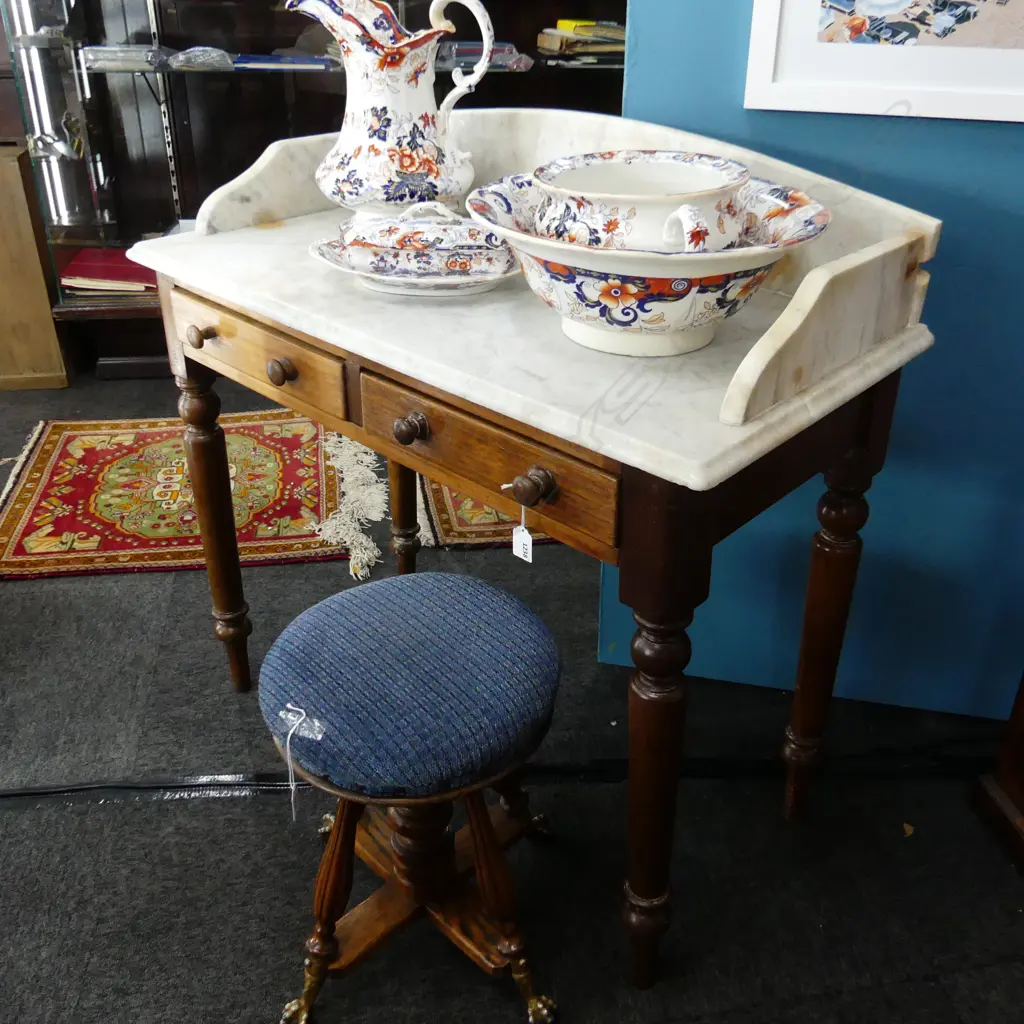 COLONIAL MARBLE TOPPED WASH STAND 910x455x880mm Image 1++