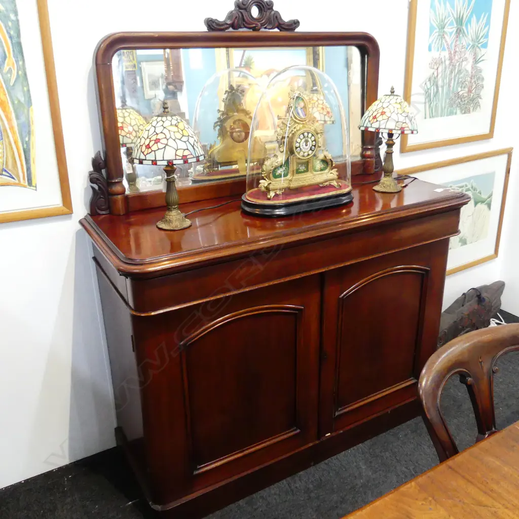 VICTORIAN MAHOGANY MIRROR BACKED SIDEBOARD W 1240 X H 1600 MM Image 1++