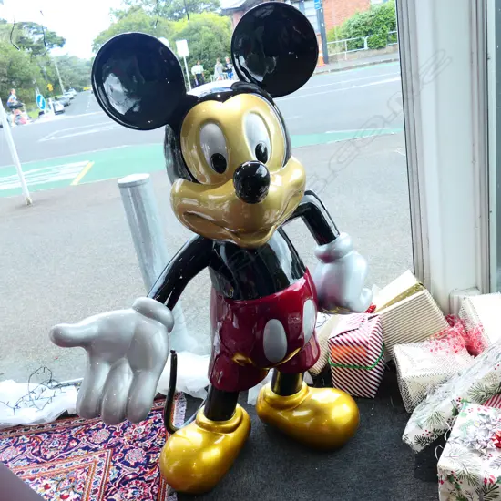 LG DISNEY MICKEY MOUSE FIBREGLASS FIGURE IN BRIGHT AUTOMOTIVE PAINT & LACQUER H.1450mm