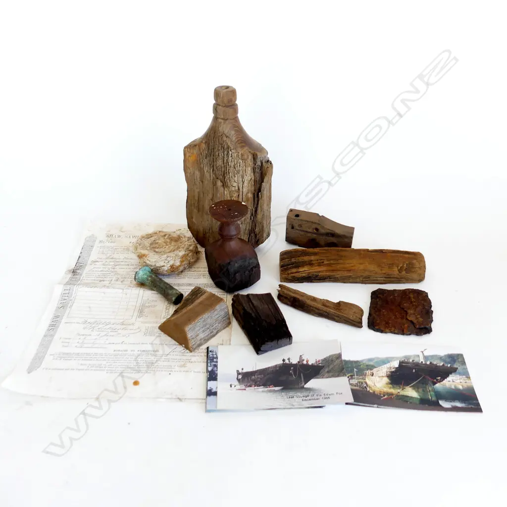 ASST TURNED & OLD WOODEN PCES possibly related to the Edwin Fox passenger ship Image 1++