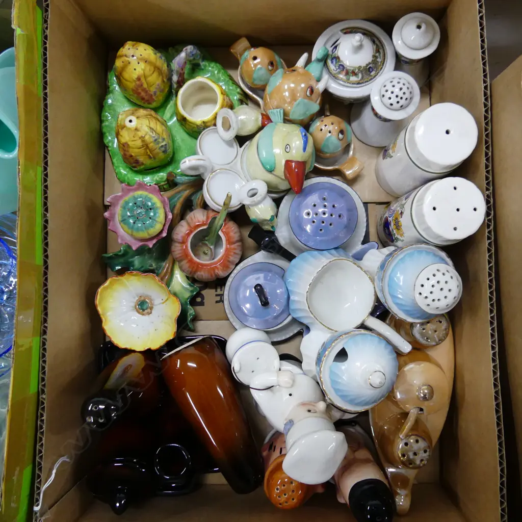 BOX LOT COLLECTION OF 12 CHINA CONDIMENT SETS Image 1++