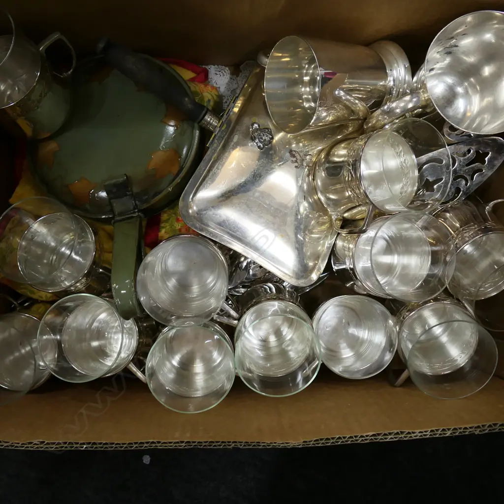 BOX LOT ASST. EP CUTLERY, COFFEE SET, ETC Image 1++